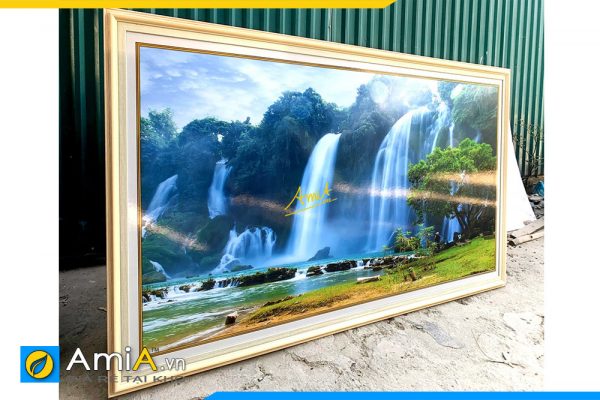 Hình ảnh Tranh treo tường thác nước tiền tài cho phòng khách đẹp AmiA 2100