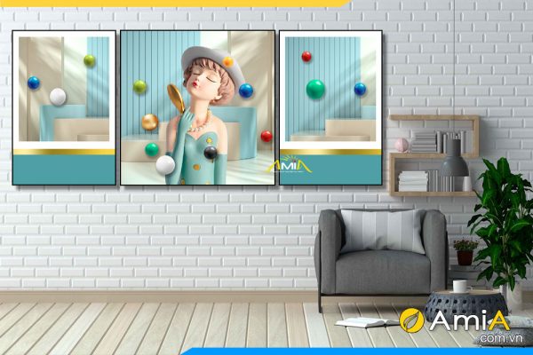 Tranh canvas cô gái hiện đại treo tường phòng khách AmiA 2199