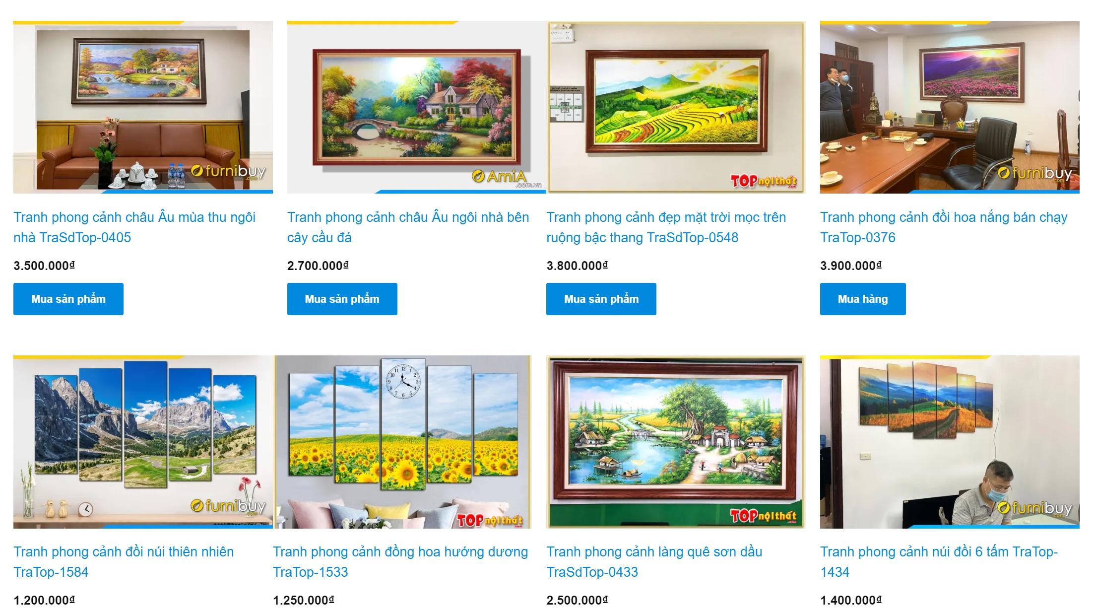 Hình ảnh và giá bán một số mẫu tranh phong cảnh