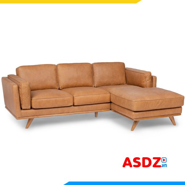 Ghế sofa da góc chữ L đơn giản chân đế gỗ So0229