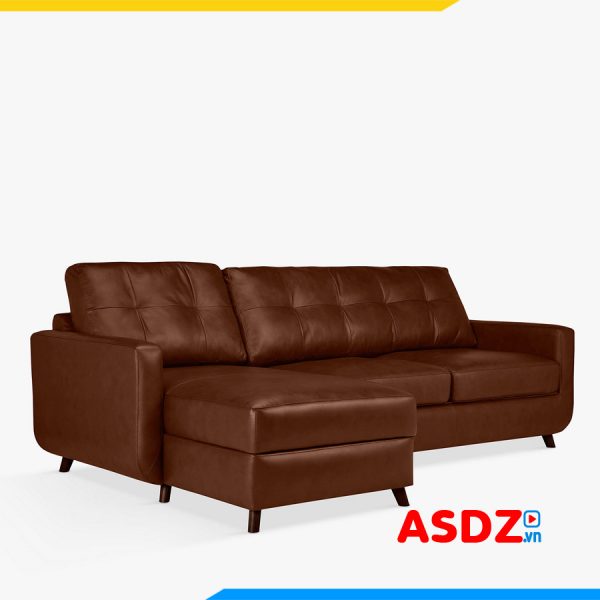 Ghế sofa góc chữ L bọc da đẹp màu nâu So0011